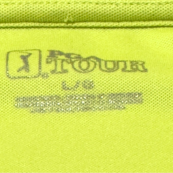 PGA Tour Vibrant Neon Green Golf Polo Size L Shirt Geometric Pattern Excellent - Picture 5 of 7